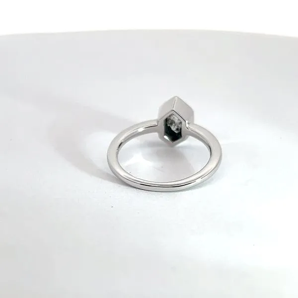 14K White Gold Salt and Pepper Hexagon Cut Diamond Bezel Set Solitaire Ring Image 4 Kirk & Company Jewelers, Inc Milford, OH