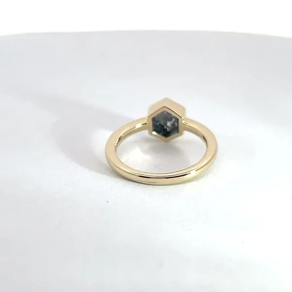 14K Yellow Gold Salt and Pepper Hexagon Cut Diamond Bezel Set Solitaire Ring Image 3 Kirk & Company Jewelers, Inc Milford, OH