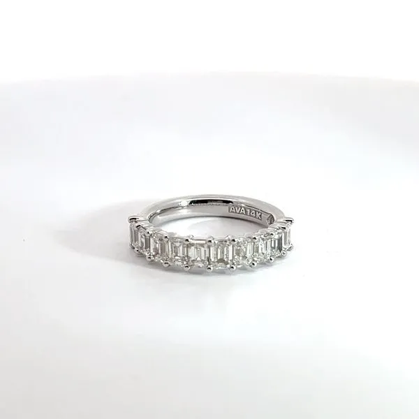 14K White Gold Emerald Diamond Band Kirk & Company Jewelers, Inc Milford, OH