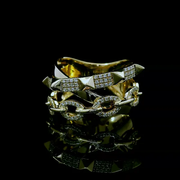 14K Yellow Gold Crossover Diamond Ring Image 2 Kirk & Company Jewelers, Inc Milford, OH