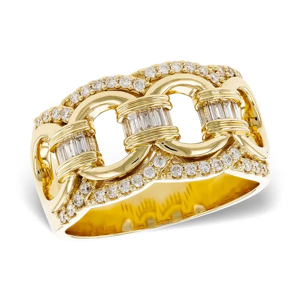 14K Yellow Gold Round and Baguette Diamond Fashion Ring Kirk & Company Jewelers, Inc Milford, OH