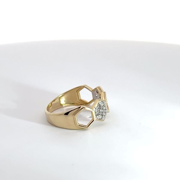 14K Yellow Gold Diamond Hexagon Band Image 4 Kirk & Company Jewelers, Inc Milford, OH