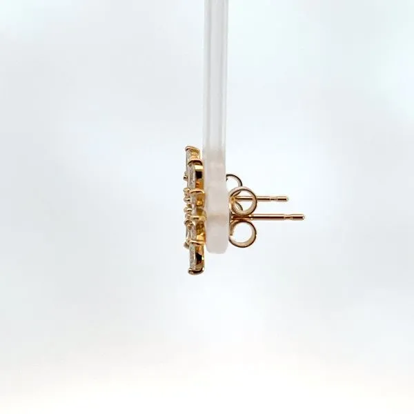 18K Yellow Gold Marquise Diamond Cluster Stud Earrings Image 2 Kirk & Company Jewelers, Inc Milford, OH
