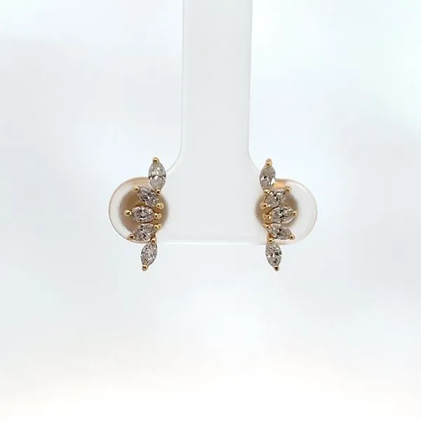 18K Yellow Gold Marquise Diamond Cluster Stud Earrings Kirk & Company Jewelers, Inc Milford, OH
