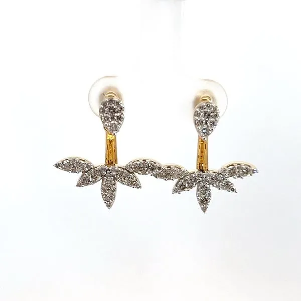 14K Yellow Gold Diamond Pear Cluster Studs with Navette Cluster Jackets Kirk & Company Jewelers, Inc Milford, OH