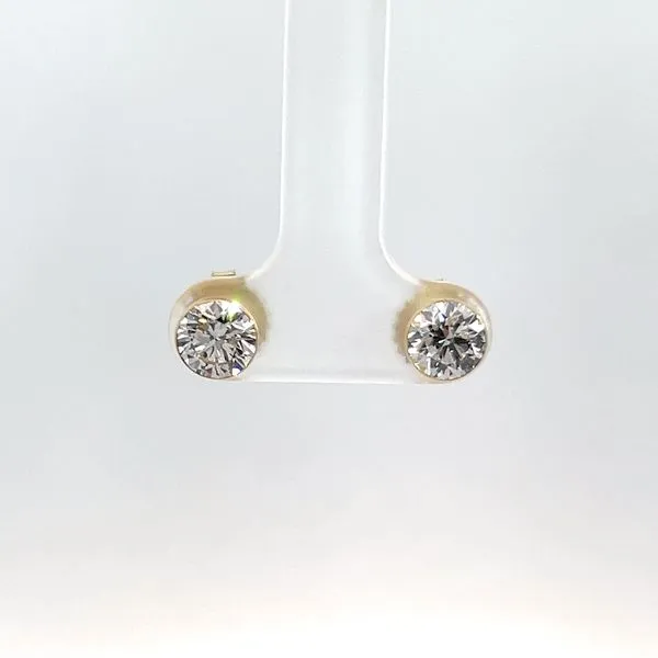 14K Yellow Gold 1.50ct Lab Grown Solitaire Bezel Set Stud Earrings Kirk & Company Jewelers, Inc Milford, OH
