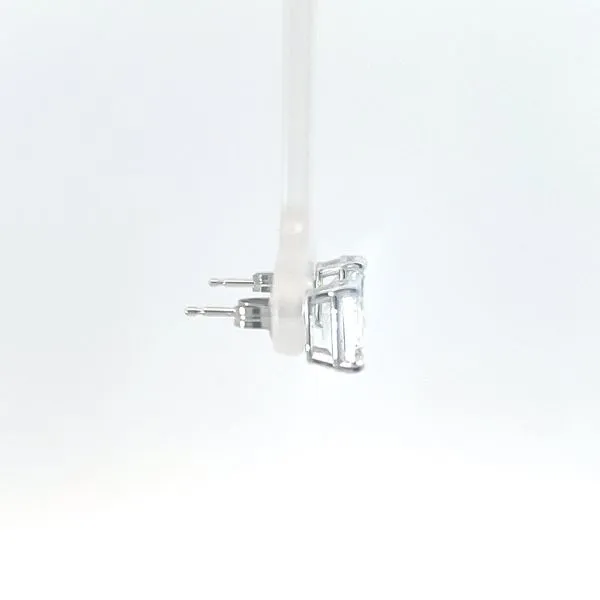 14K White Gold Emerald Cut Stud Earrings Image 4 Kirk & Company Jewelers, Inc Milford, OH