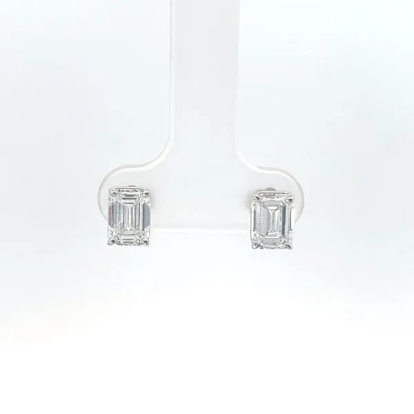 14K White Gold Emerald Cut Stud Earrings Kirk & Company Jewelers, Inc Milford, OH
