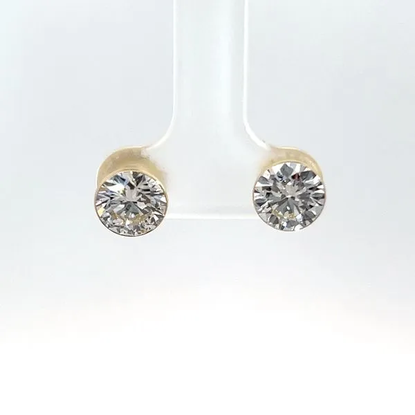 14K Yellow Gold 3ct Lab Grown Solitaire Bezel Set Stud Earrings Kirk & Company Jewelers, Inc Milford, OH