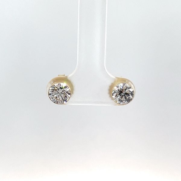 14K Yellow Gold 1.50ct Lab Grown Solitaire Bezel Set Stud Earrings Kirk & Company Jewelers, Inc Milford, OH