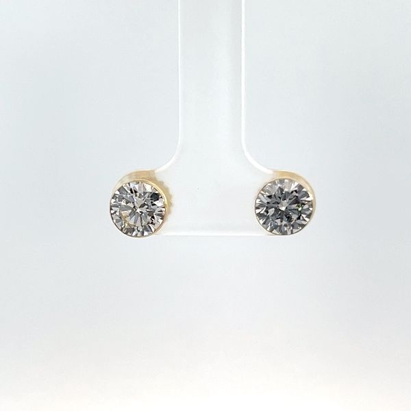 14K Yellow Gold 2ct Lab Grown Solitaire Bezel Set Stud Earrings Kirk & Company Jewelers, Inc Milford, OH