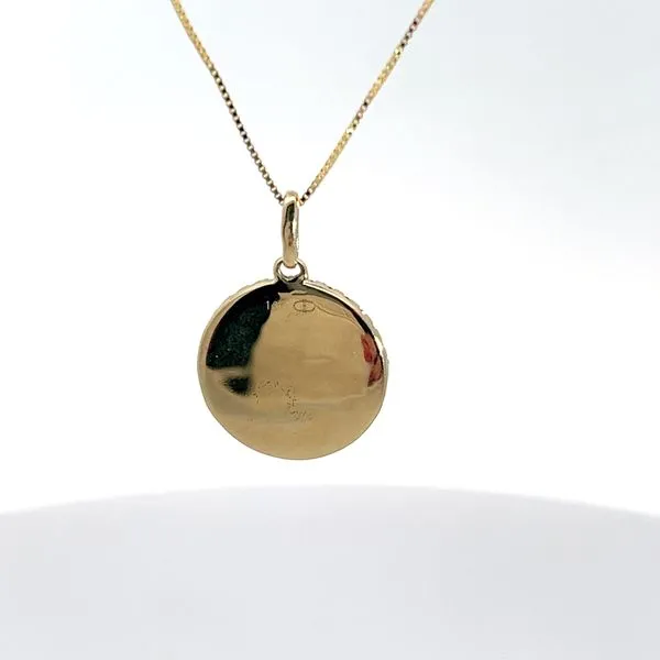 10K Yellow Gold Diamond Fluted Medallion Necklace Image 3 Kirk & Company Jewelers, Inc Milford, OH
