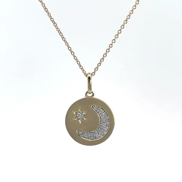 10K Yellow Gold Diamond Star and Cresent Moon Necklace Kirk & Company Jewelers, Inc Milford, OH