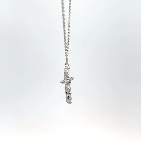 18K Yellow Gold Diamond Cross Necklace Image 4 Kirk & Company Jewelers, Inc Milford, OH