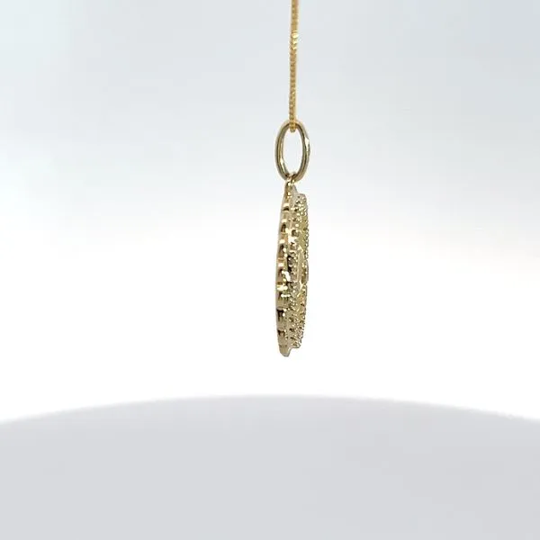 10K Yellow Gold Diamond Fluted Evil Eye Medallion Necklace Image 4 Kirk & Company Jewelers, Inc Milford, OH