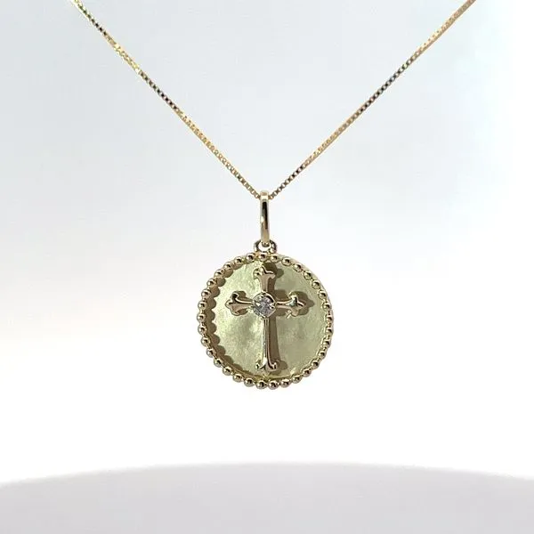 10K Yellow Gold Diamond Cross Medallion Necklace Kirk & Company Jewelers, Inc Milford, OH