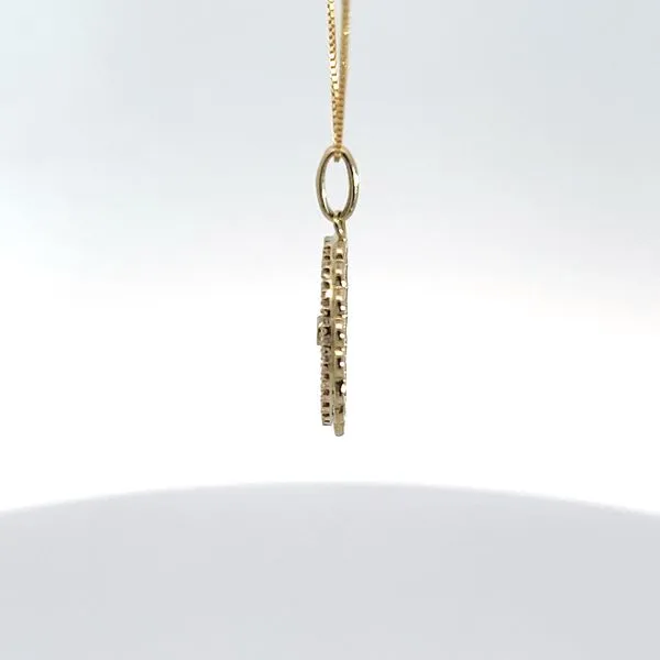 10K Yellow Gold Diamond Fluted Evil Eye Medallion Necklace Image 2 Kirk & Company Jewelers, Inc Milford, OH