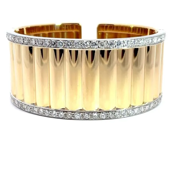 18K Estate Two Tone Diamond Cuff Image 2 Kirk & Company Jewelers, Inc Milford, OH