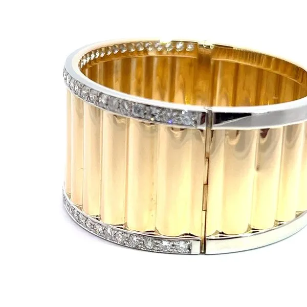 18K Estate Two Tone Diamond Cuff Image 3 Kirk & Company Jewelers, Inc Milford, OH