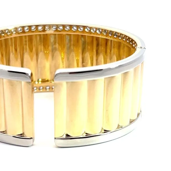 18K Estate Two Tone Diamond Cuff Image 4 Kirk & Company Jewelers, Inc Milford, OH