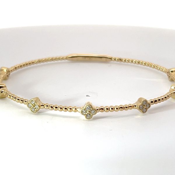 14k Yellow Gold Diamond Quatrefoil Flex Bangle Kirk & Company Jewelers, Inc Milford, OH