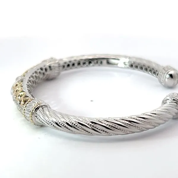 Sterling Silver and 14K Yellow Gold Diamond Kick Cuff Image 2 Kirk & Company Jewelers, Inc Milford, OH