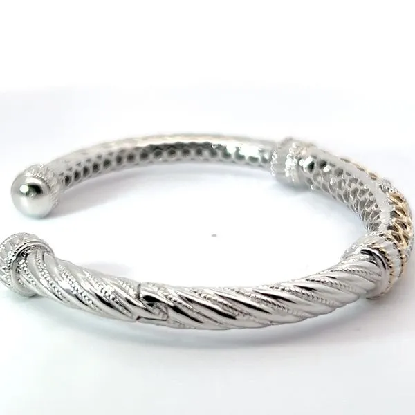 Sterling Silver and 14K Yellow Gold Diamond Kick Cuff Image 4 Kirk & Company Jewelers, Inc Milford, OH