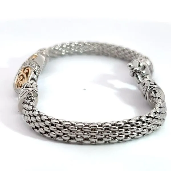 Sterling Silver and 14K Yellow Gold Diamond X Bracelet Image 3 Kirk & Company Jewelers, Inc Milford, OH