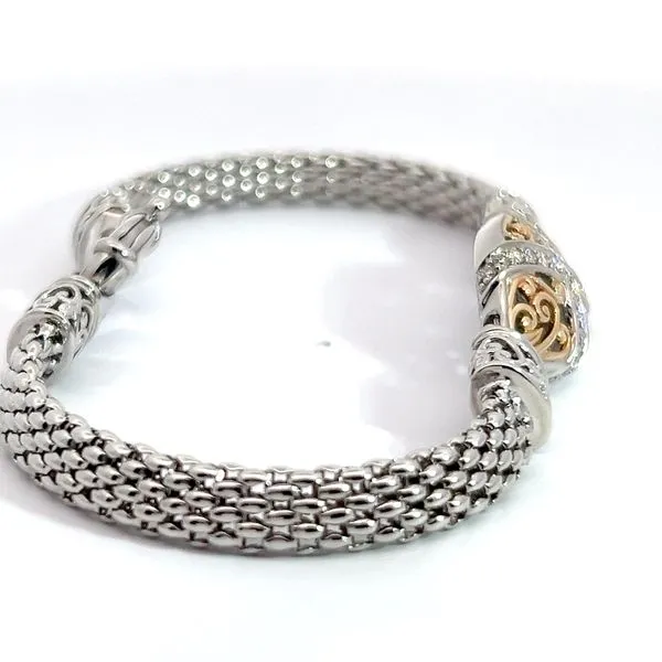 Sterling Silver and 14K Yellow Gold Diamond X Bracelet Image 5 Kirk & Company Jewelers, Inc Milford, OH