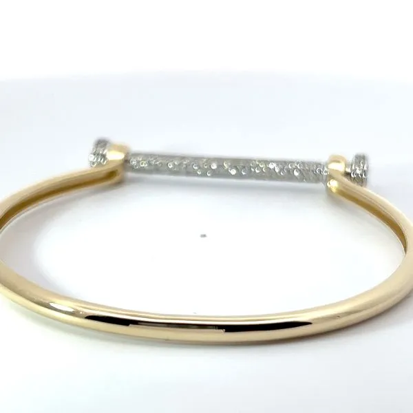14K Two Tone Gold Diamond Pave Cylinder Threaded Bangle Image 3 Kirk & Company Jewelers, Inc Milford, OH