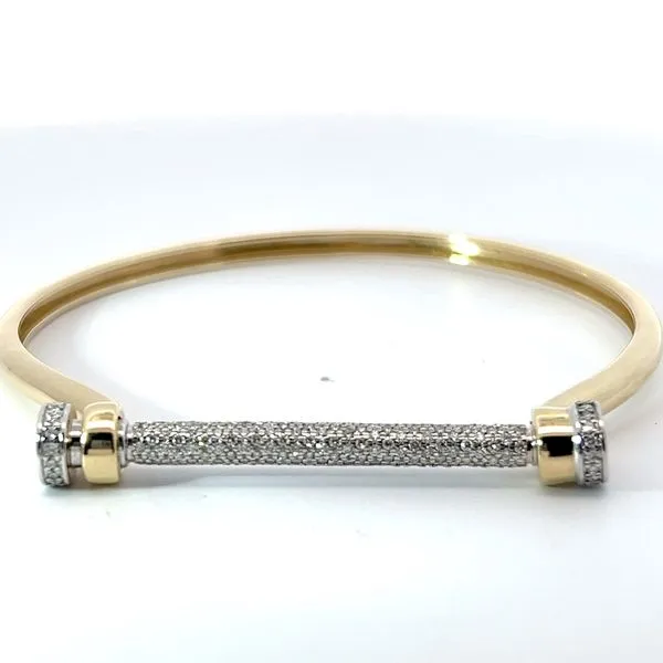 14K Two Tone Gold Diamond Pave Cylinder Threaded Bangle Kirk & Company Jewelers, Inc Milford, OH