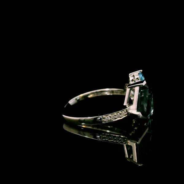 14K White Gold Blue Topaz and Diamond Ring Image 2 Kirk & Company Jewelers, Inc Milford, OH