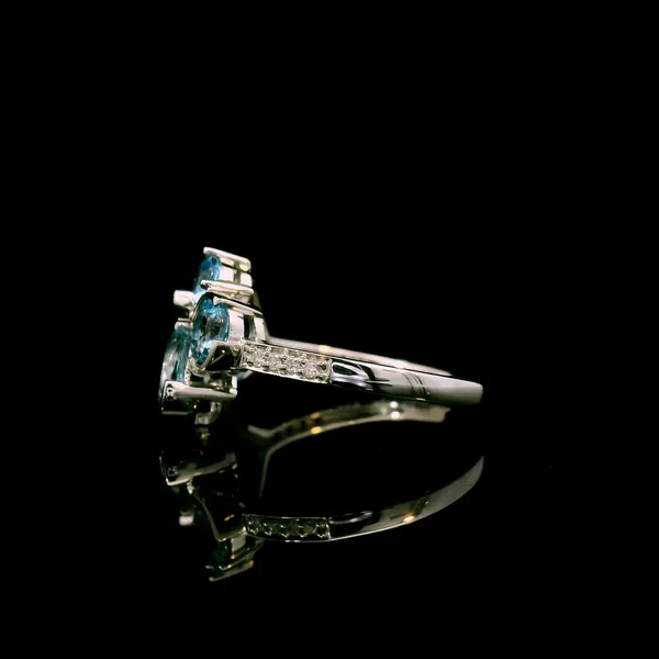 14K White Gold Blue Topaz and Diamond Ring Image 4 Kirk & Company Jewelers, Inc Milford, OH
