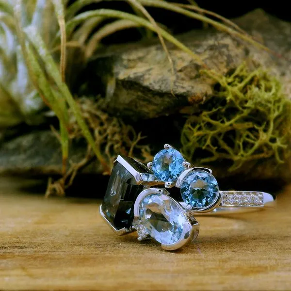 14K White Gold Blue Topaz and Diamond Ring Image 5 Kirk & Company Jewelers, Inc Milford, OH