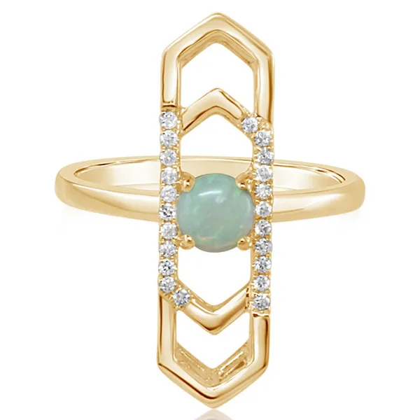 14K Yellow Gold Australian Opal and Diamond Gemometric Ring Kirk & Company Jewelers, Inc Milford, OH