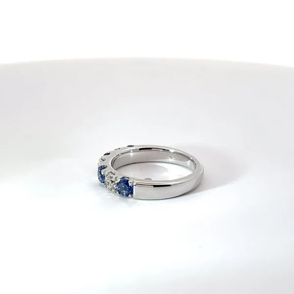 14K White Gold Alternating Sapphire and Diamond Band Image 2 Kirk & Company Jewelers, Inc Milford, OH