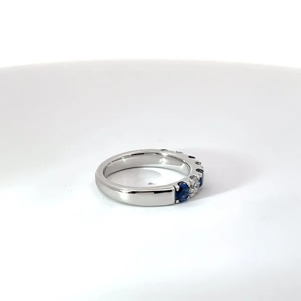 14K White Gold Alternating Sapphire and Diamond Band Image 4 Kirk & Company Jewelers, Inc Milford, OH