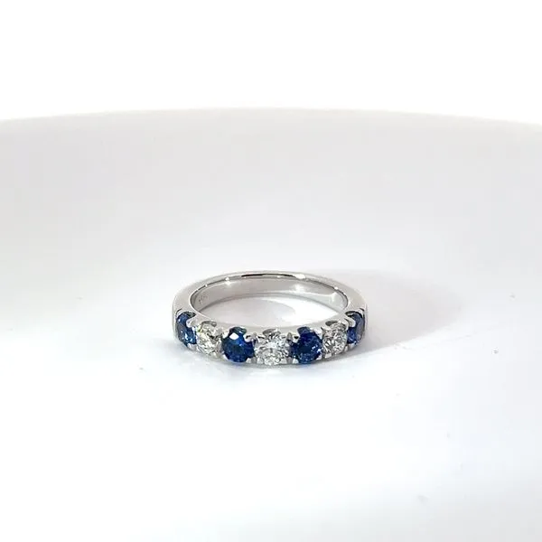 14K White Gold Alternating Sapphire and Diamond Band Kirk & Company Jewelers, Inc Milford, OH