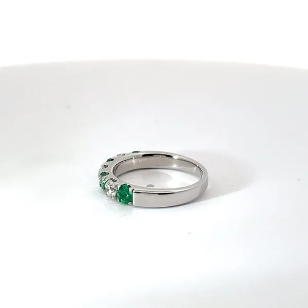 14K White Gold Alternating Emerald and Diamond Band Image 2 Kirk & Company Jewelers, Inc Milford, OH