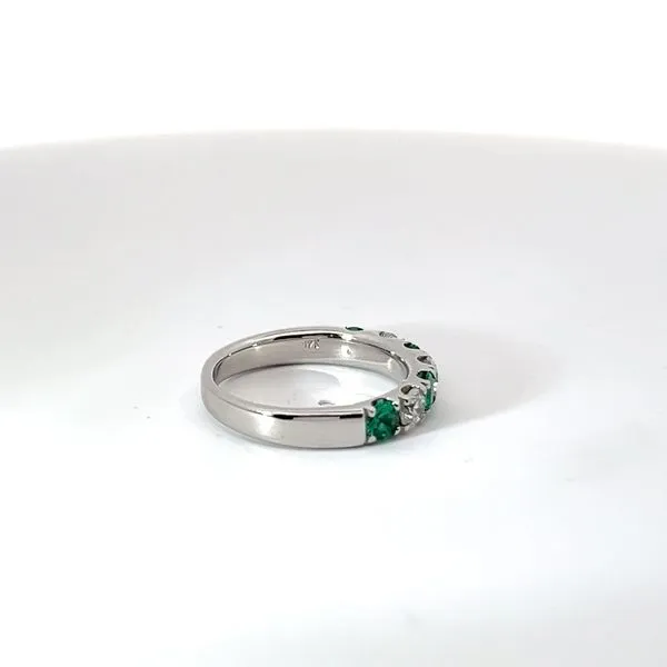 14K White Gold Alternating Emerald and Diamond Band Image 4 Kirk & Company Jewelers, Inc Milford, OH