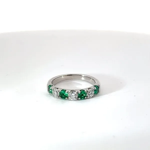 14K White Gold Alternating Emerald and Diamond Band Kirk & Company Jewelers, Inc Milford, OH