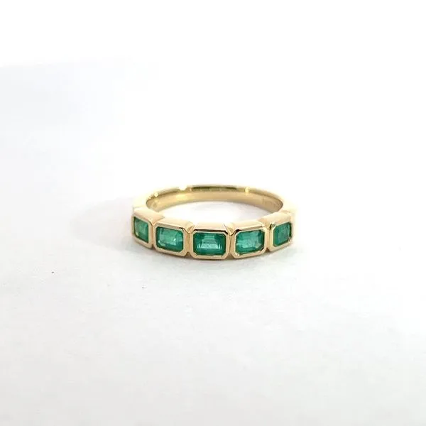 18K Yellow Gold Emerald Bezel Set Band Kirk & Company Jewelers, Inc Milford, OH