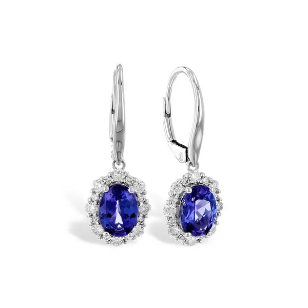 14K White Gold Tanzanite and Diamond Earrings Kirk & Company Jewelers, Inc Milford, OH