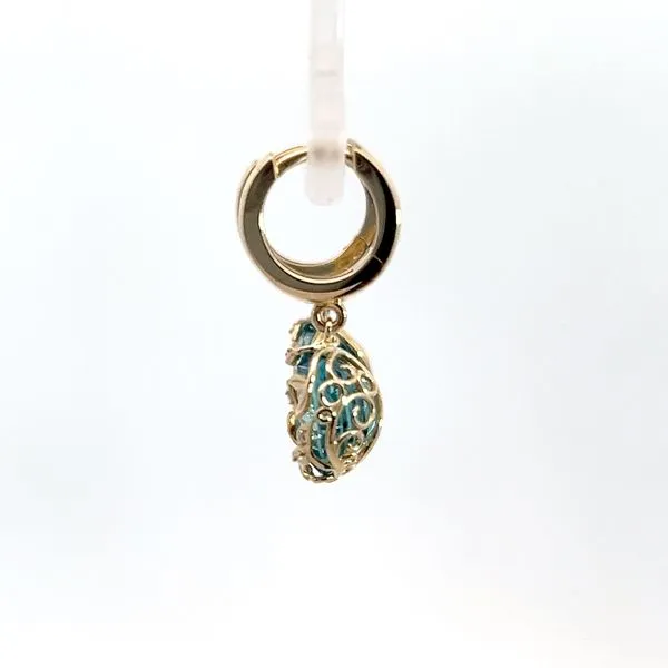 14K Yellow Gold Blue Zircon Vine Dangle Earrings Image 2 Kirk & Company Jewelers, Inc Milford, OH