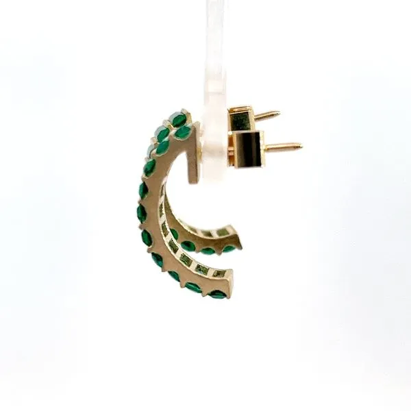 14K Yellow Gold Lab Grown Emerald Earrings Image 2 Kirk & Company Jewelers, Inc Milford, OH