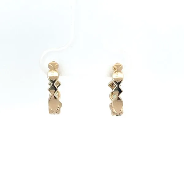 14K Yellow Gold Emerald and Diamond Hoop Earrings Image 3 Kirk & Company Jewelers, Inc Milford, OH