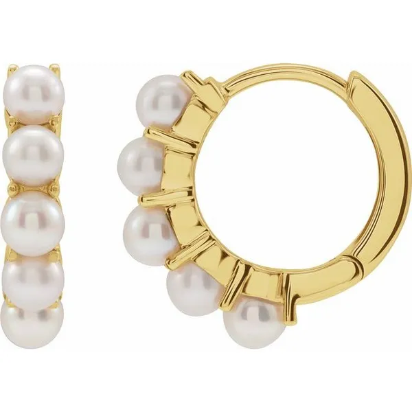 14K Yellow Gold Cultured White Freshwater Pearl Hoop Earrings Kirk & Company Jewelers, Inc Milford, OH