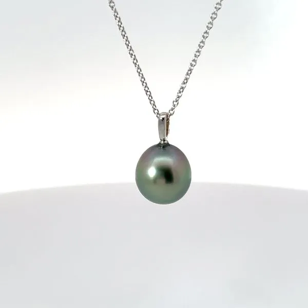 14K White Gold Tahitian Pearl and Diamond Pendant Image 3 Kirk & Company Jewelers, Inc Milford, OH