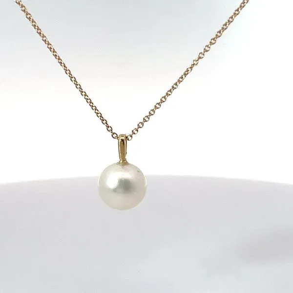 14K Yellow Gold South Sea Pearl and Diamond Pendant Image 2 Kirk & Company Jewelers, Inc Milford, OH