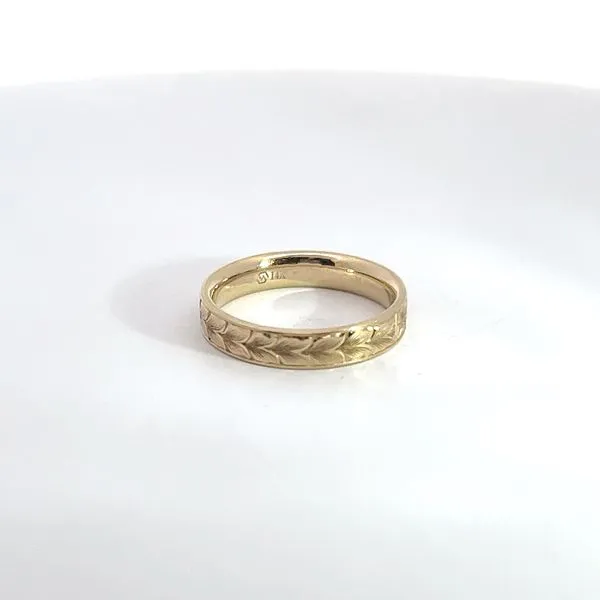 14K Yellow Gold Hand Engraved Wedding Band Kirk & Company Jewelers, Inc Milford, OH